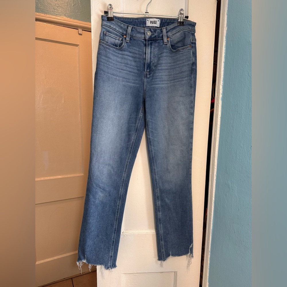 Paige Cindy Light Wash Raw Hem Blue Jeans Size 26